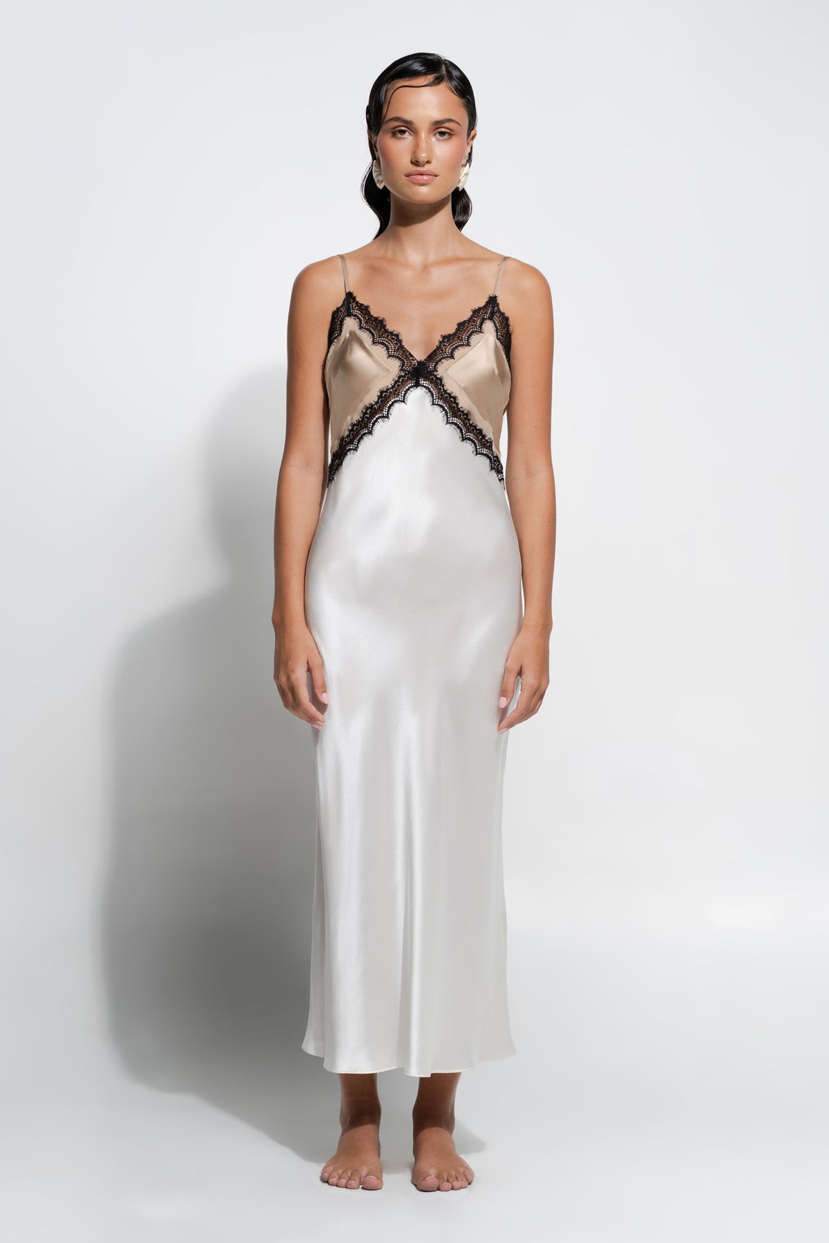 The Billie Slip By GINIA In Gold/Cream