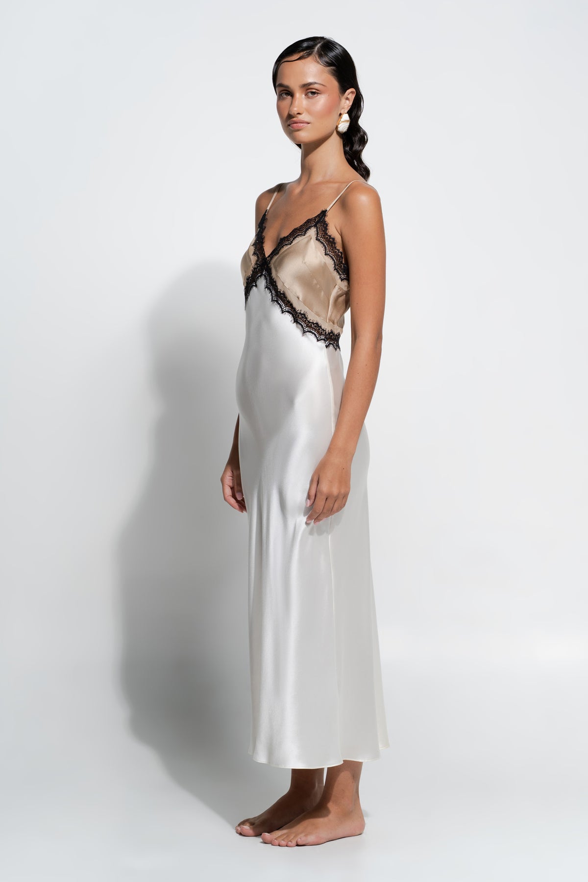 The Billie Slip By GINIA In Gold/Cream