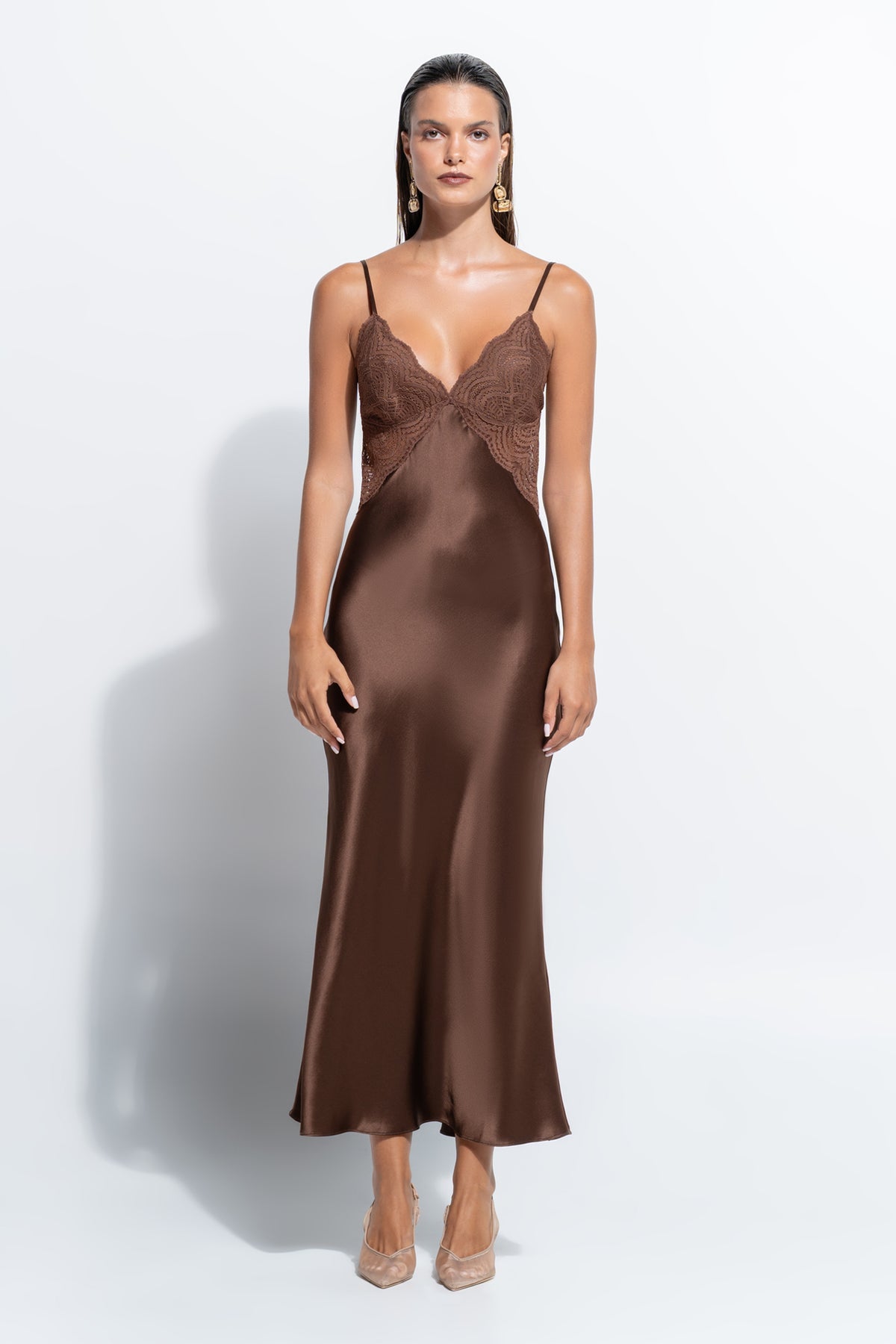 The Isabelle Slip by Ginia in Cacao