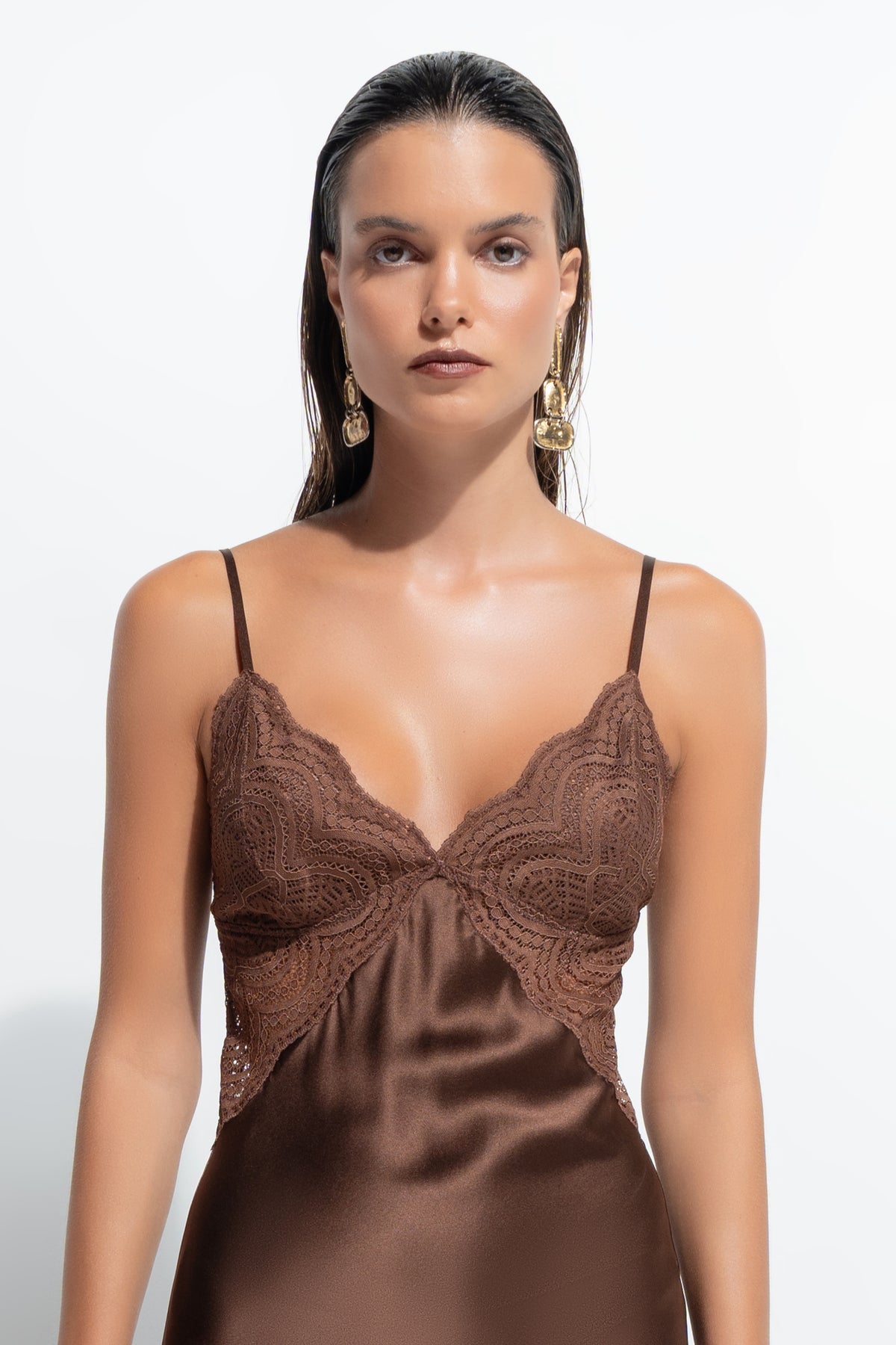 The Isabelle Slip by Ginia in Cacao