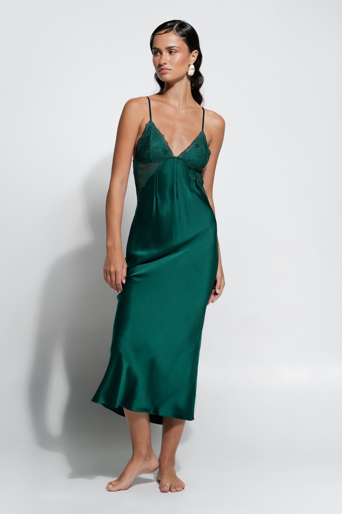The Juliette Slip By GINIA In Emerald