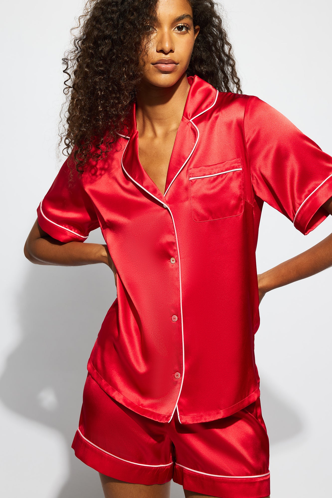 The Short Fine Finishes Pyjama By GINIA In Red Chilli