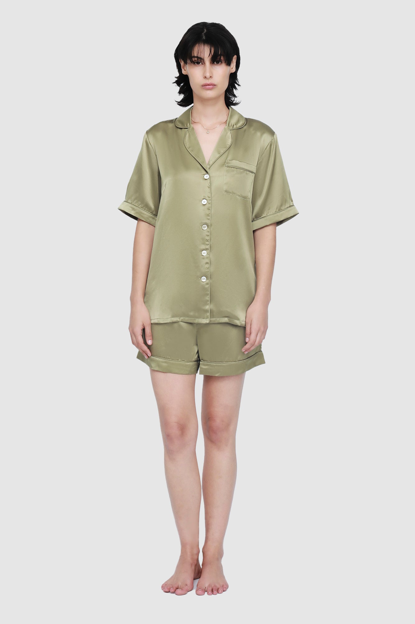 The Fine Finishes Short Pyjama By GINIA In Khaki