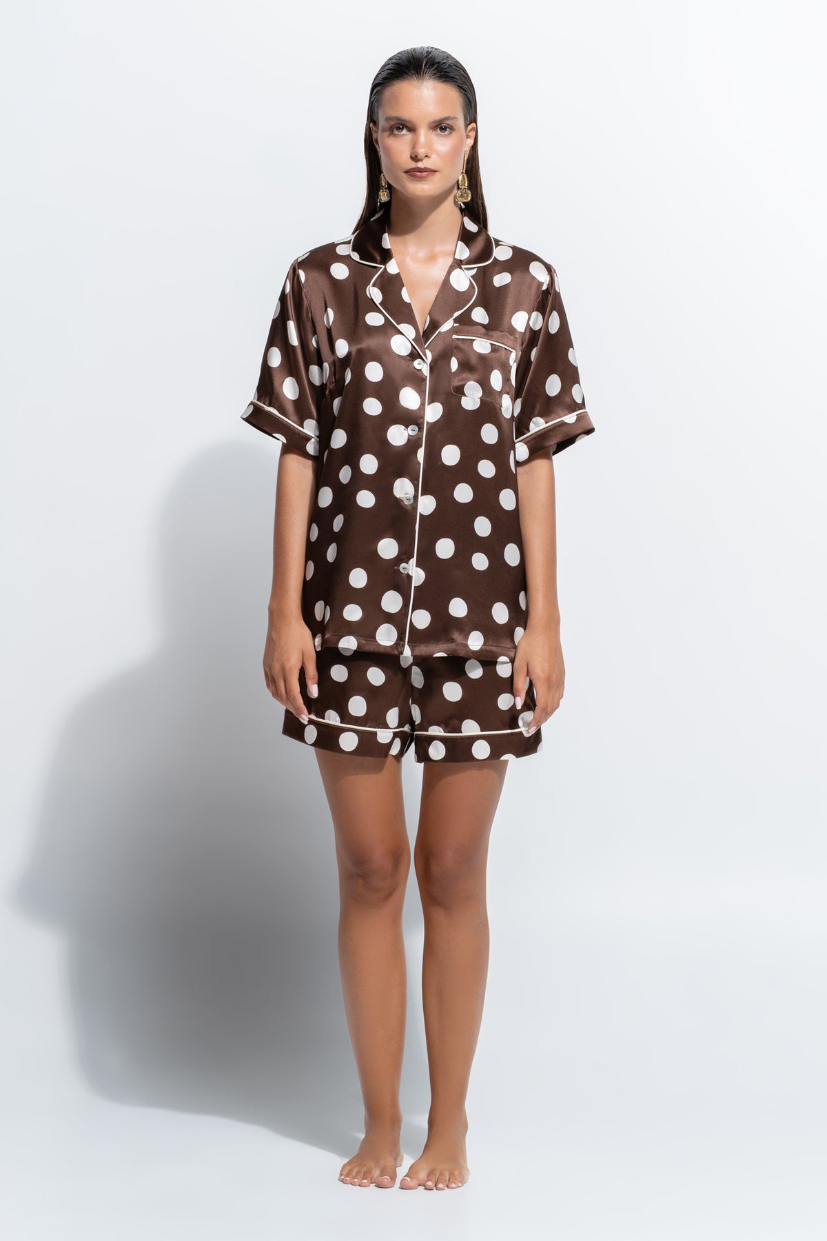 The Fine Finishes Short Pyjama by Ginia in Polka Dot Print
