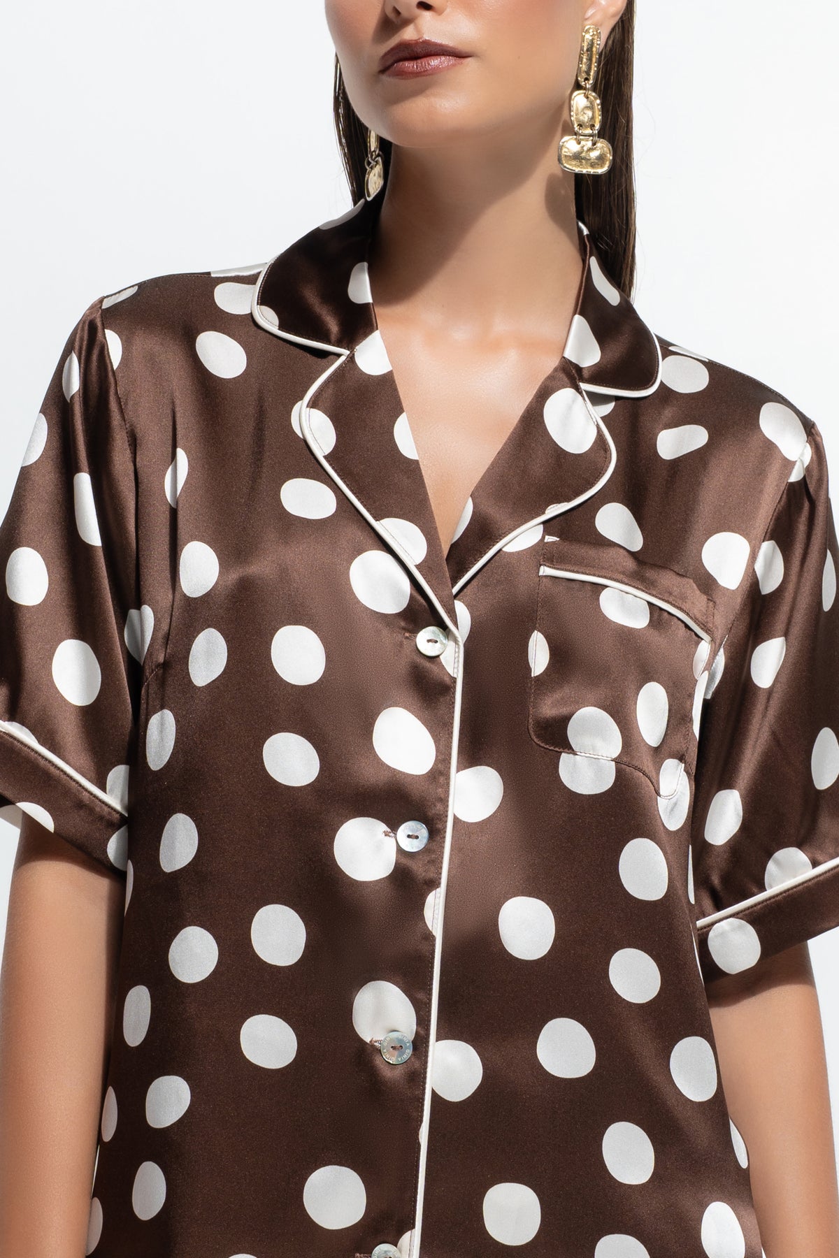 The Fine Finishes Short Pyjama by Ginia in Polka Dot Print