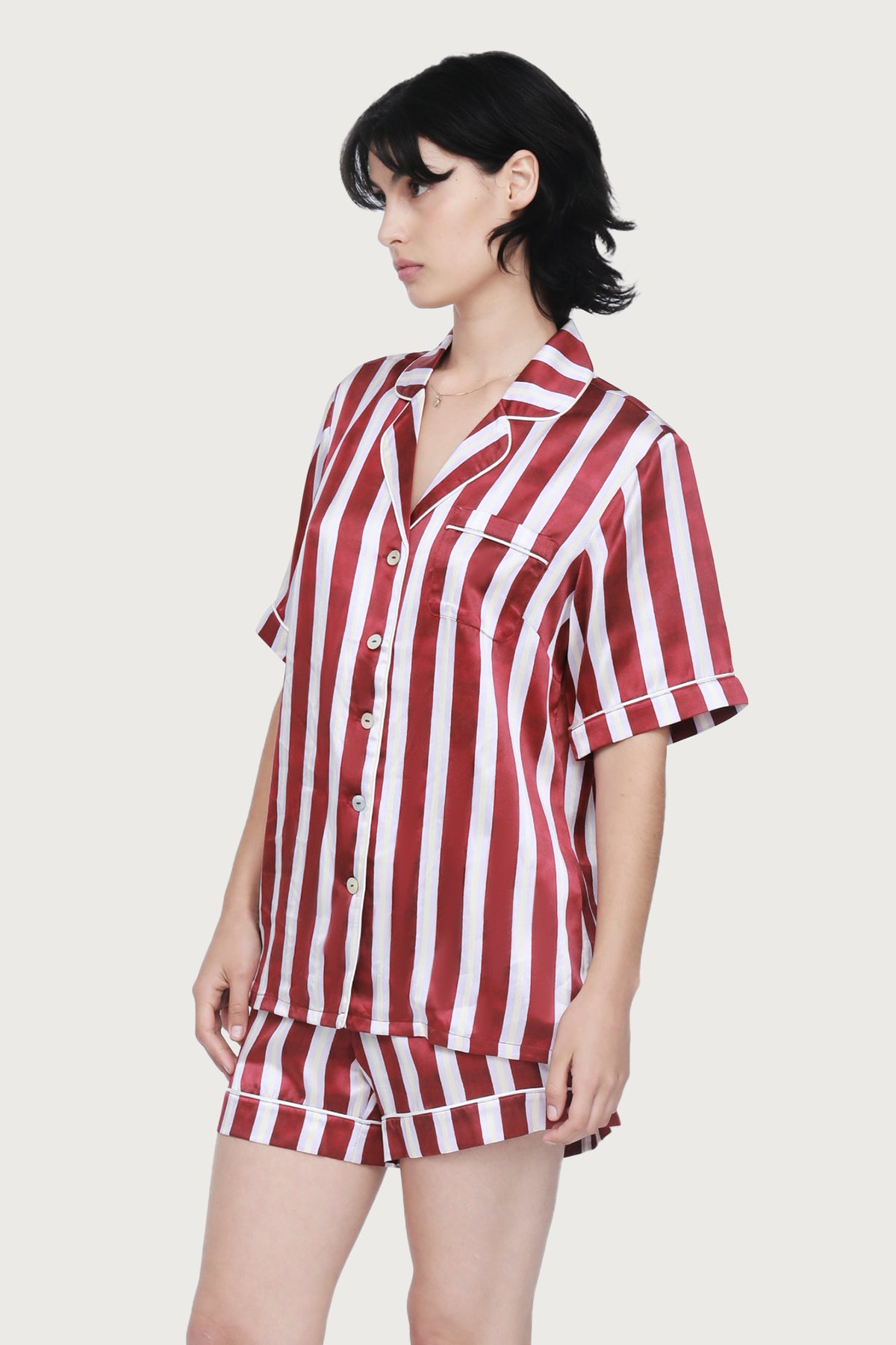 The Fine Finishes Short Pyjama By GINIA In Red Stripe