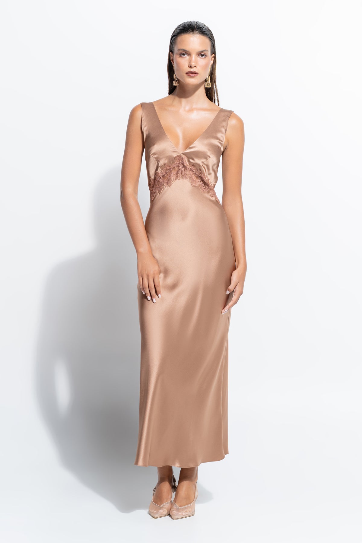 The Gigi Slip by Ginia in Mocha Mousse