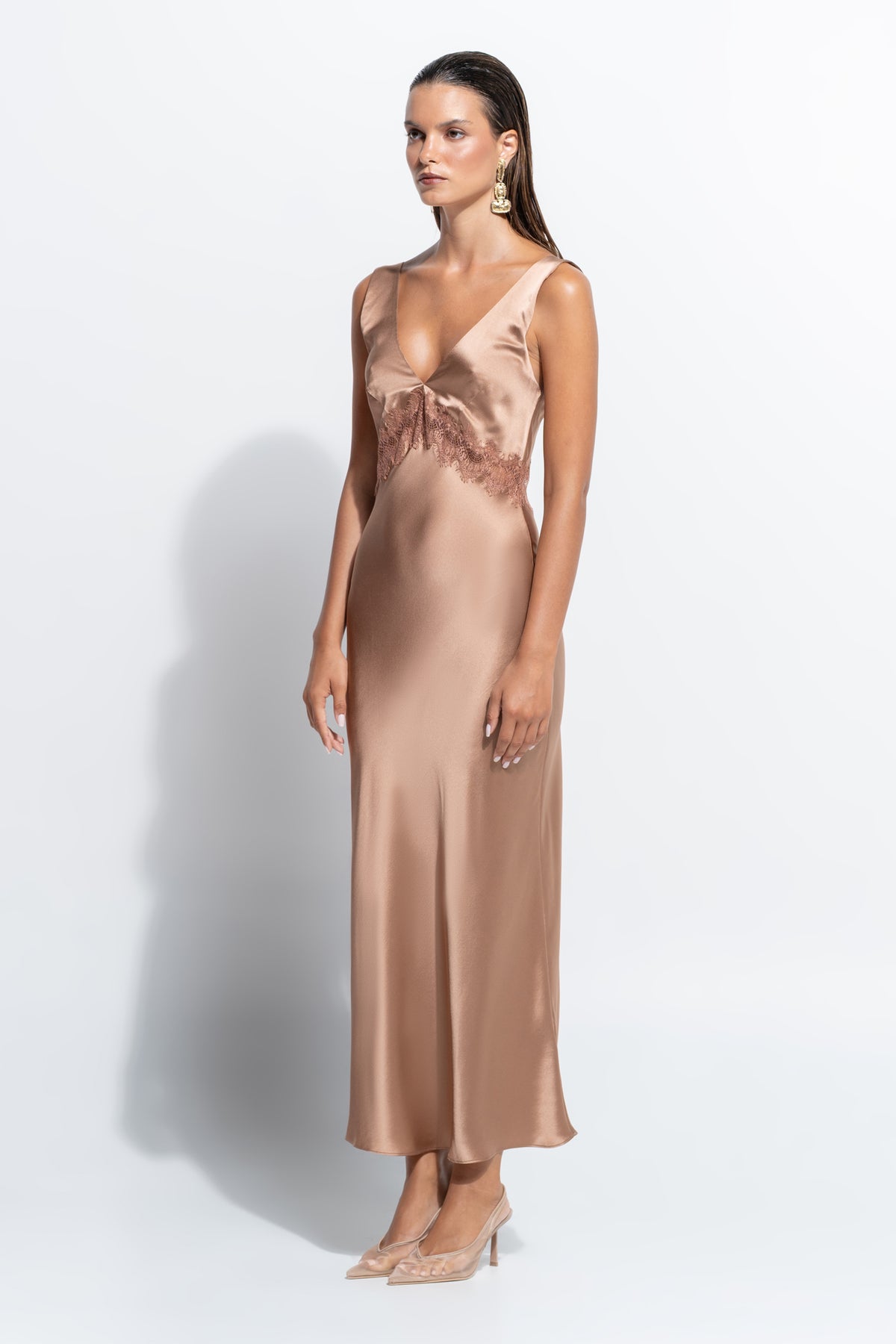 The Gigi Slip by Ginia in Mocha Mousse