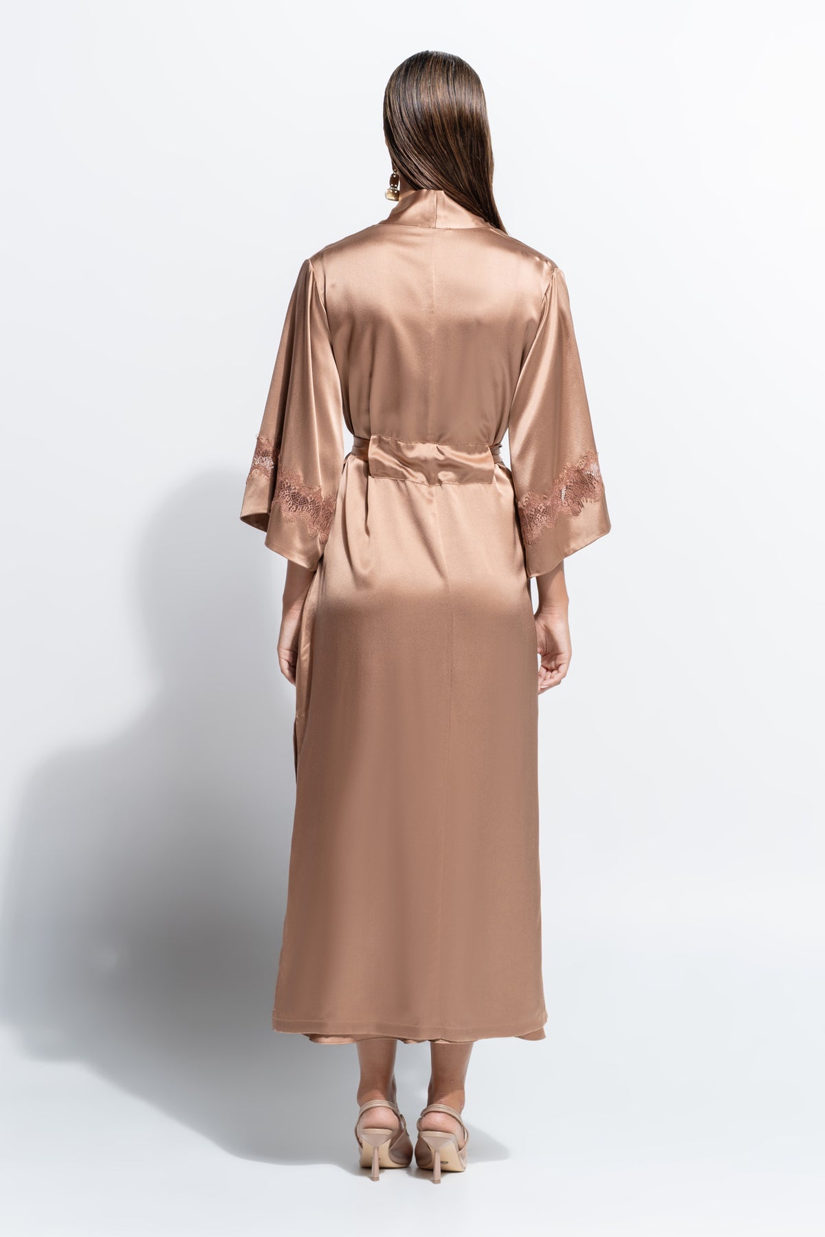 The Gigi Long Robe by Ginia in Mocha Mousse