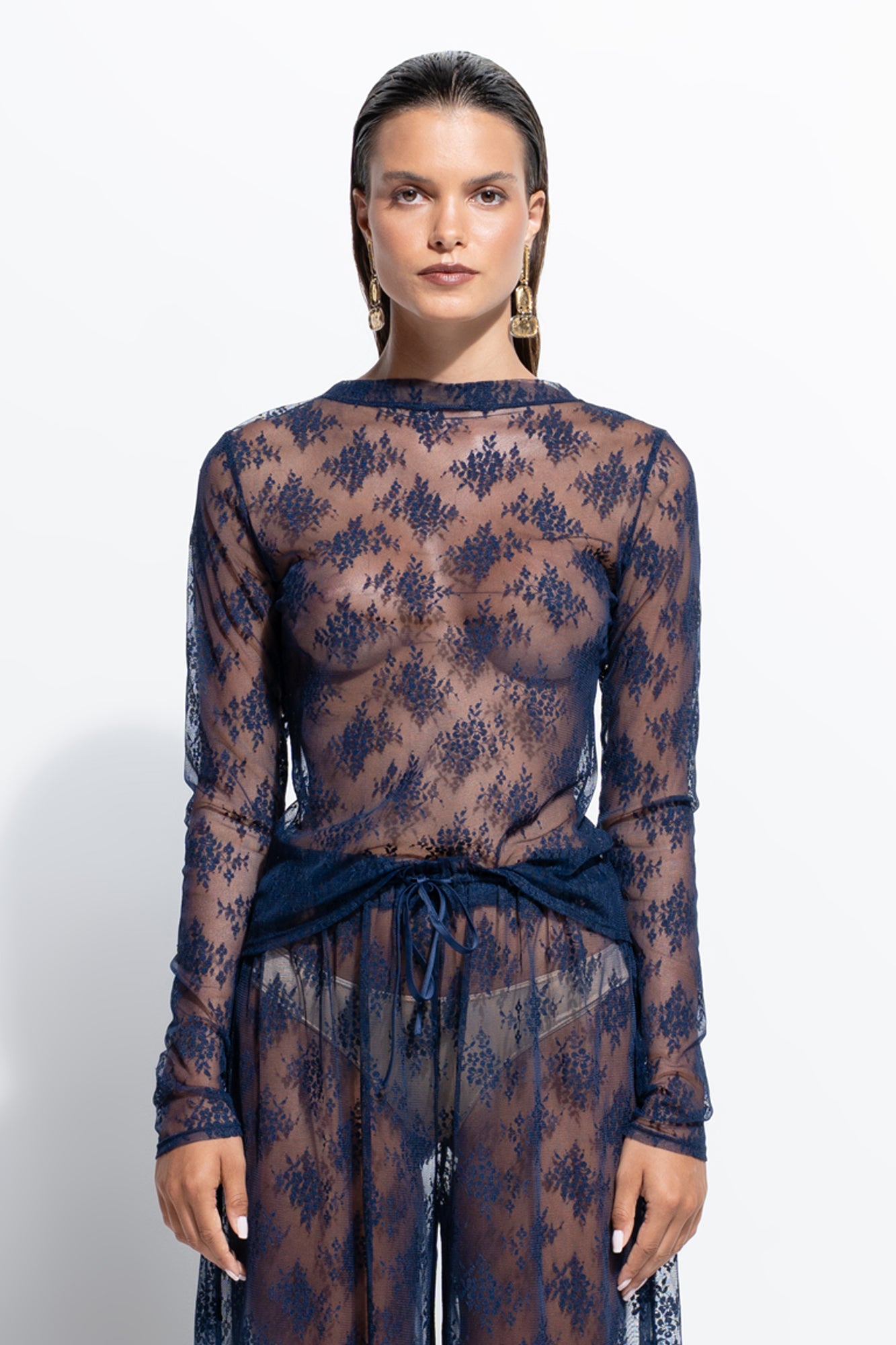 The Riley L/S Crew by Ginia in Midnight