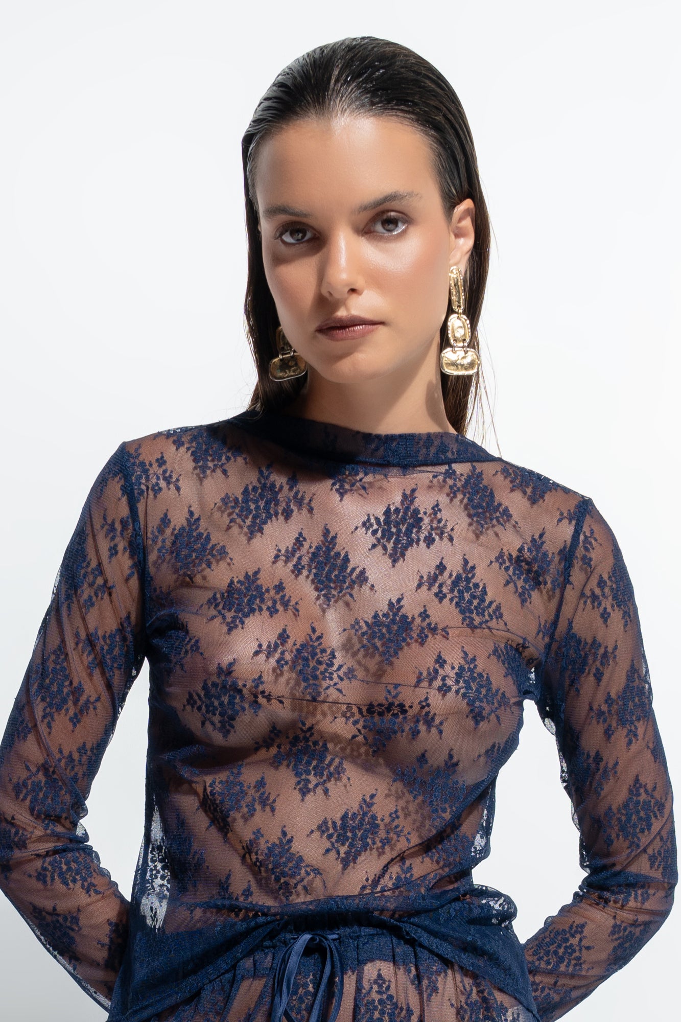 The Riley L/S Crew by Ginia in Midnight