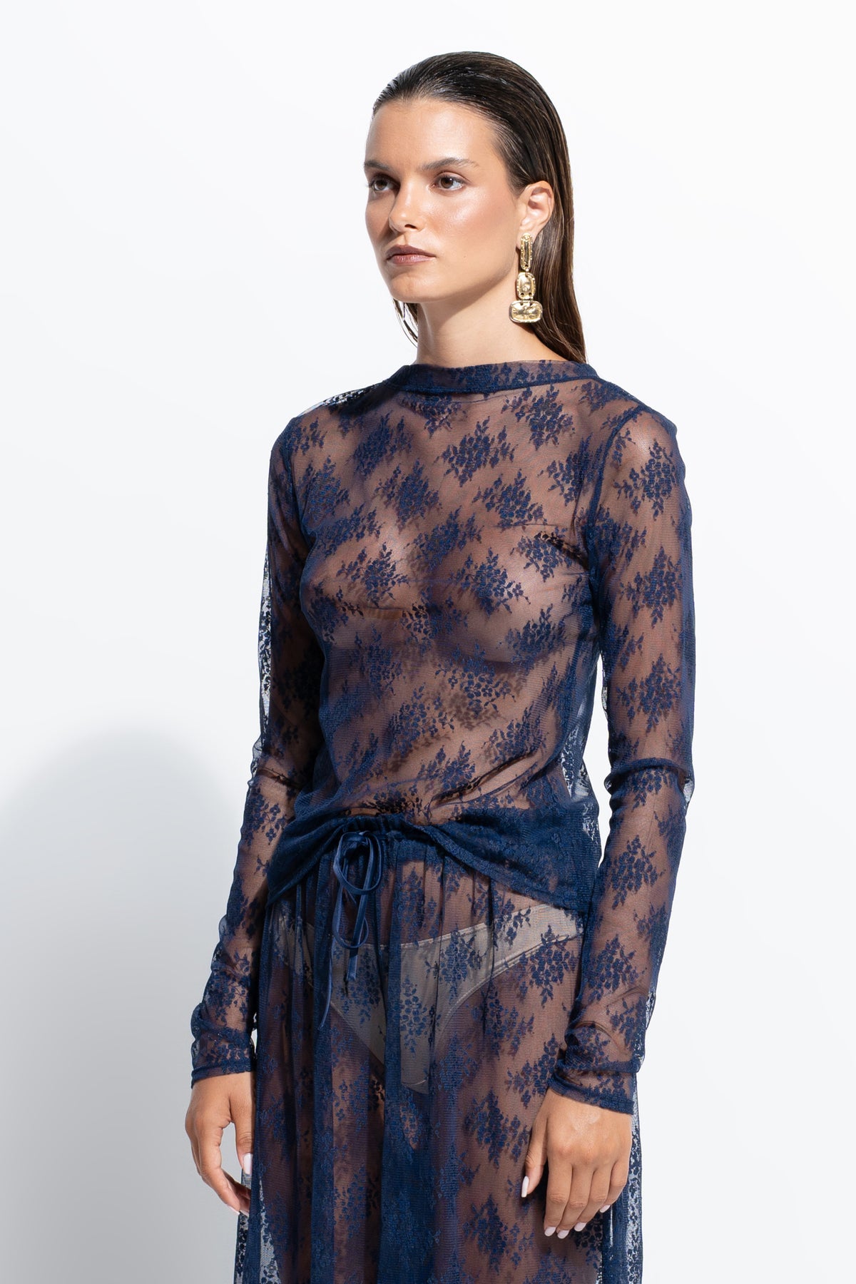 The Riley L/S Crew by Ginia in Midnight