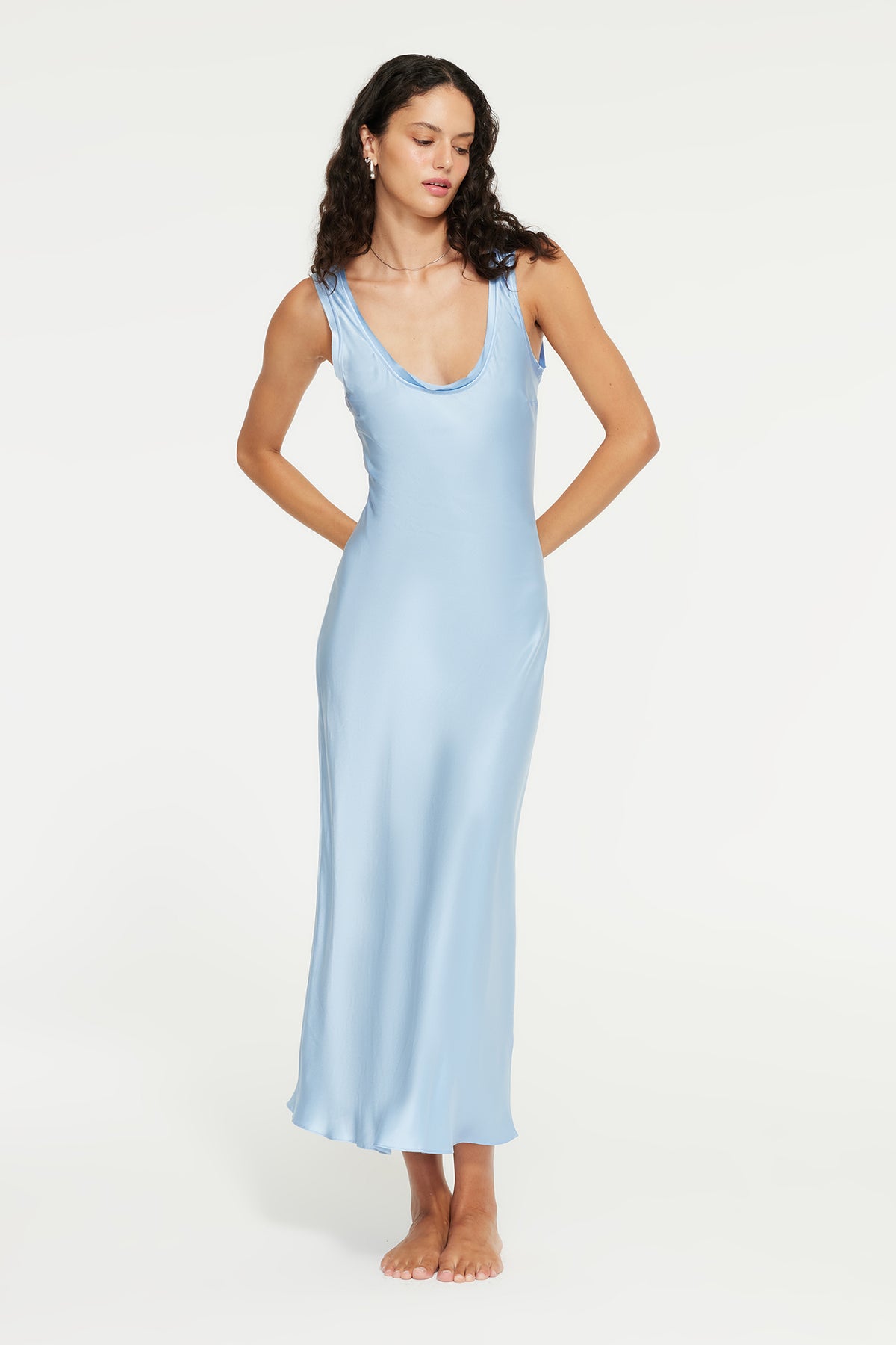 The Florence Slip Dress By GINIA In Cornflower Blue