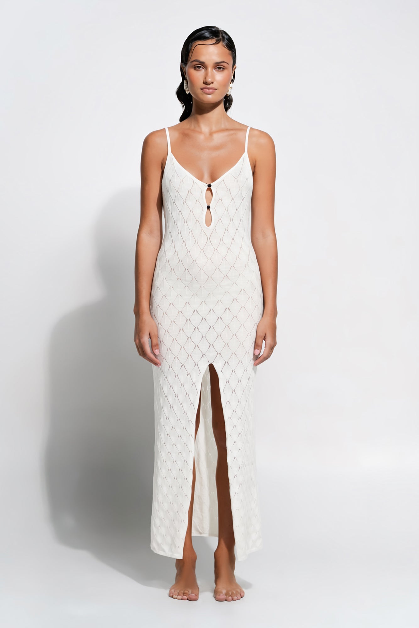 Knitwear Midi Dress in Ivory