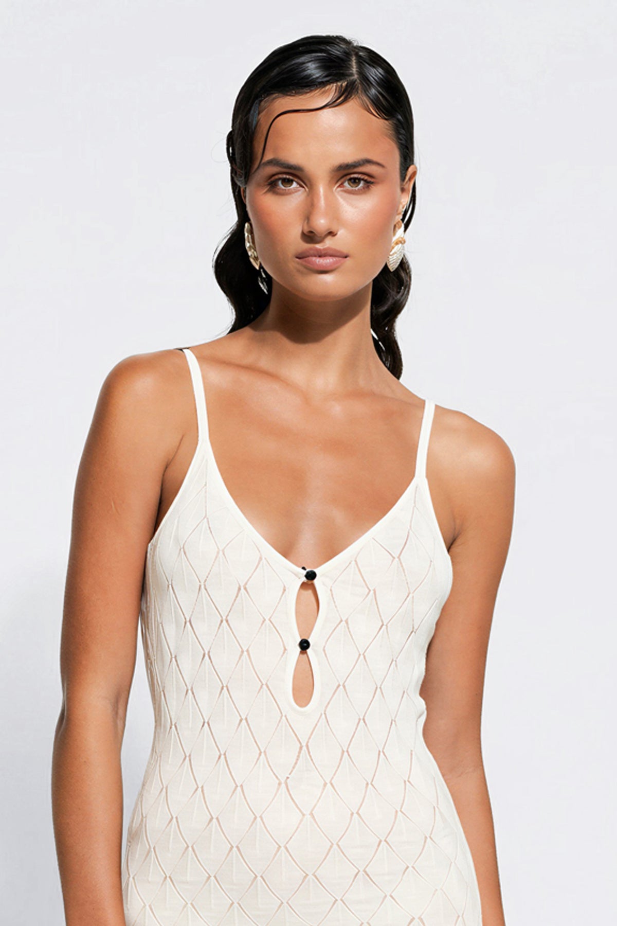 Leaf Knit Midi Dress