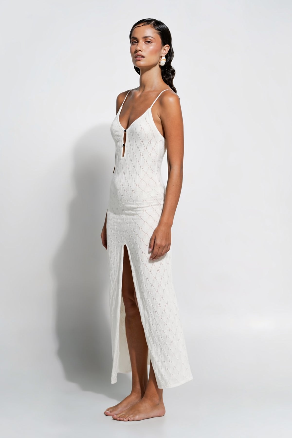Leaf Knit Midi Dress
