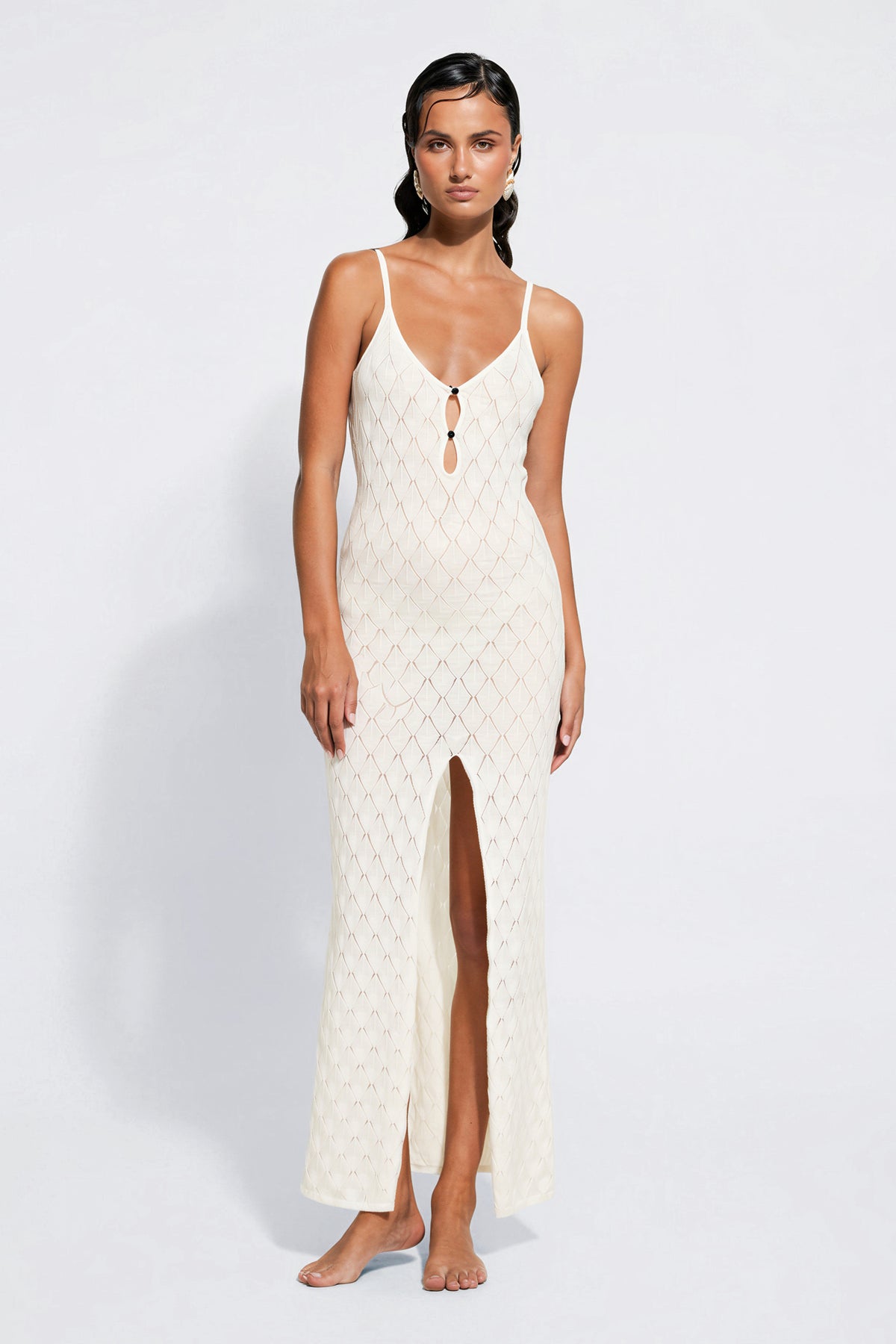 Leaf Knit Midi Dress