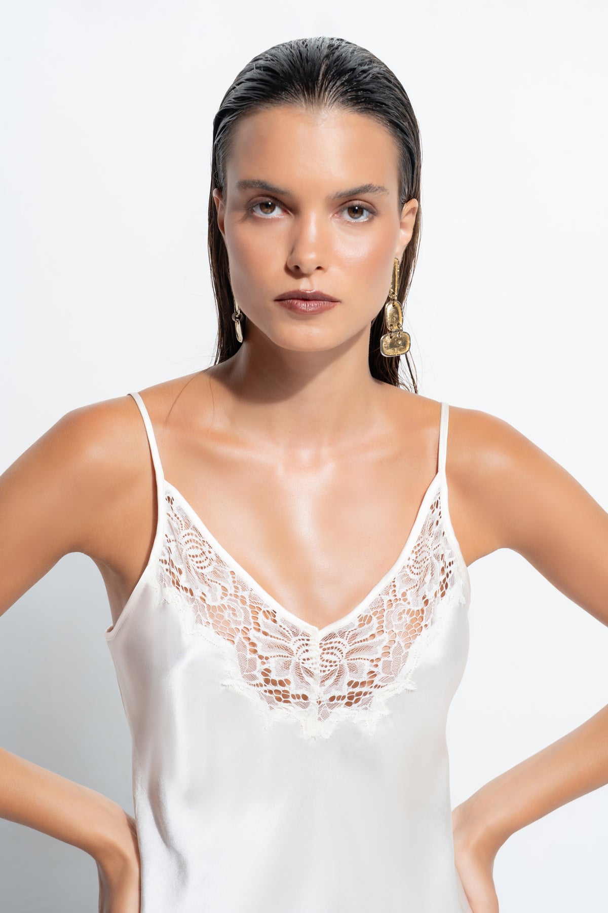 The Jezebel lace cami by Ginia in bone