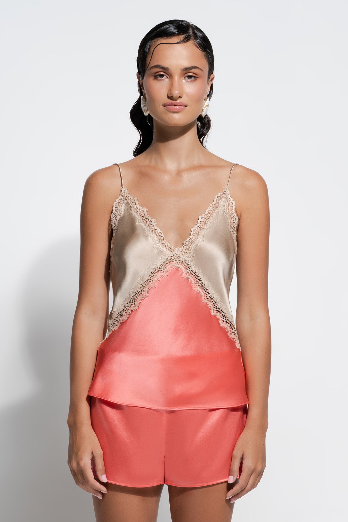The Sadie Cami By GINIA In Coral/Almond