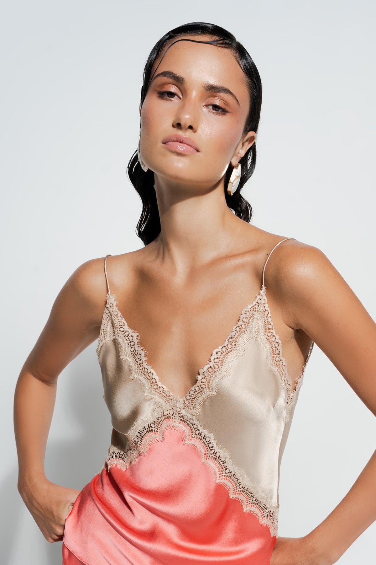 The Sadie Cami By GINIA In Coral/Almond