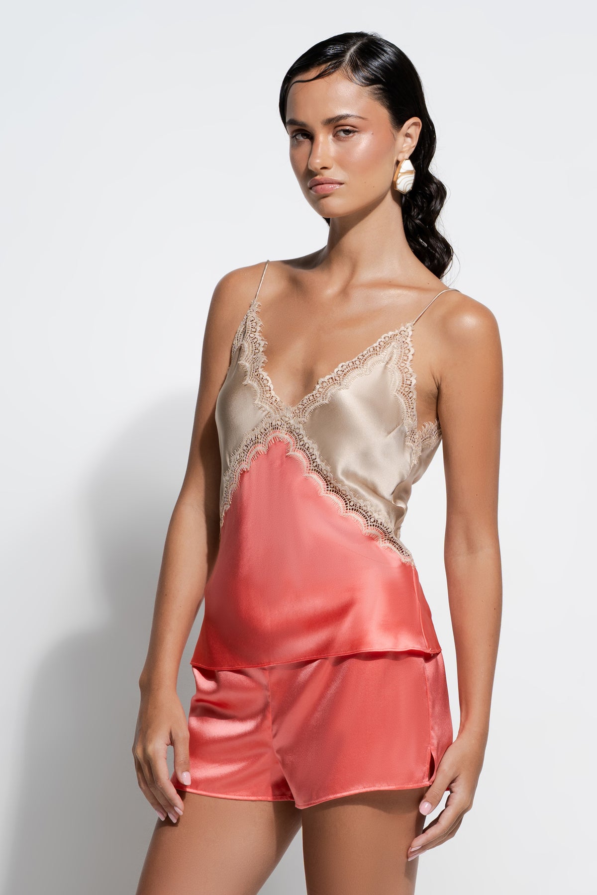 The Sadie Cami By GINIA In Coral/Almond