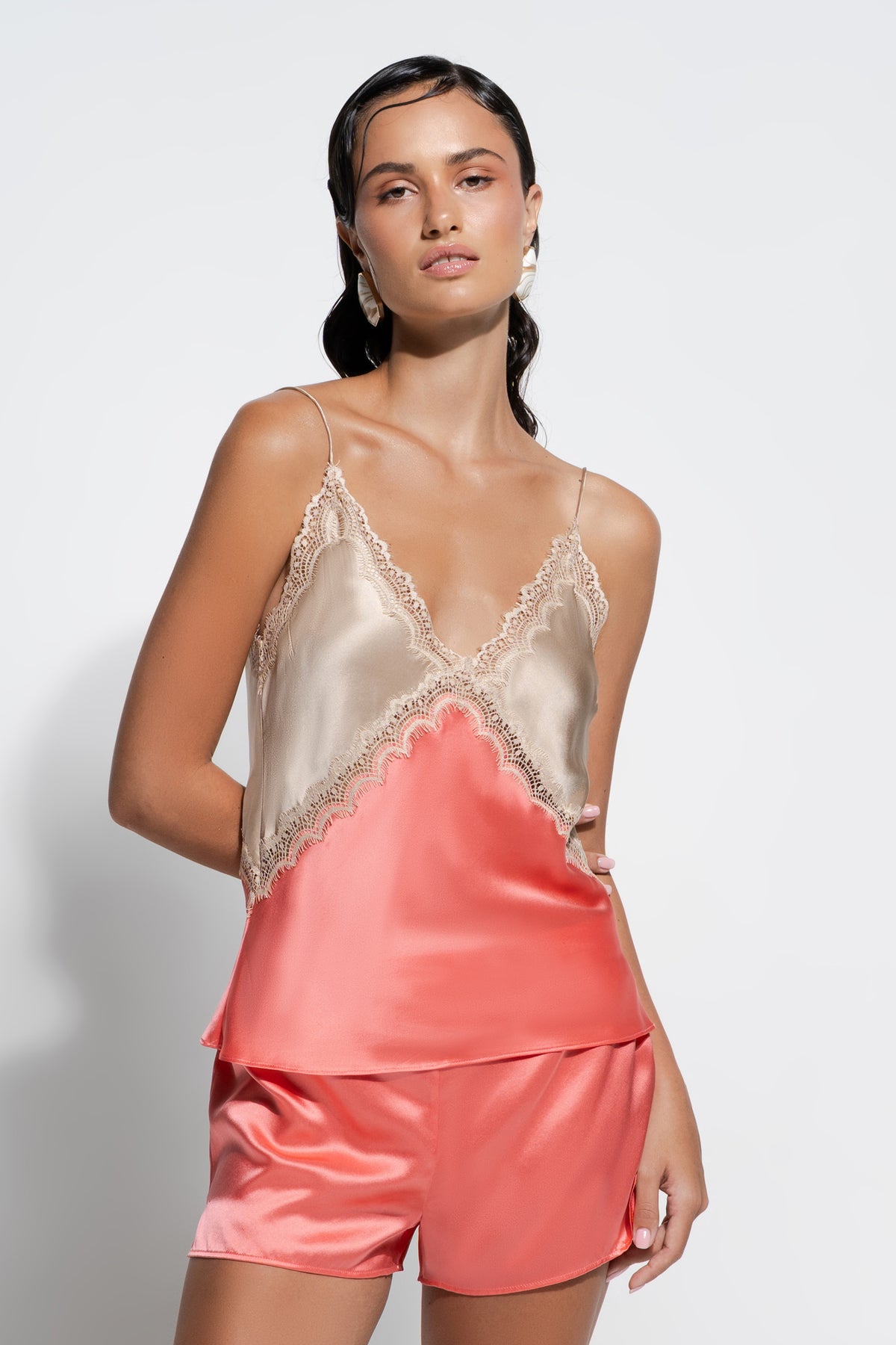 The Sadie Cami By GINIA In Coral/Almond