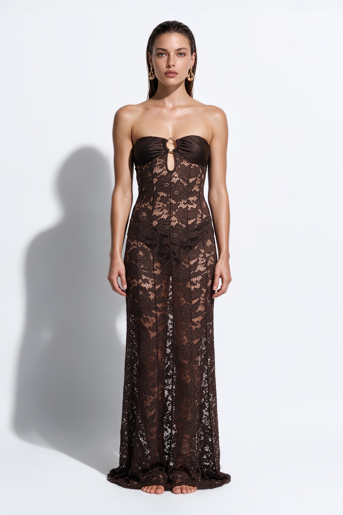 The Bella Bandeaux Dress by Ginia in Brown