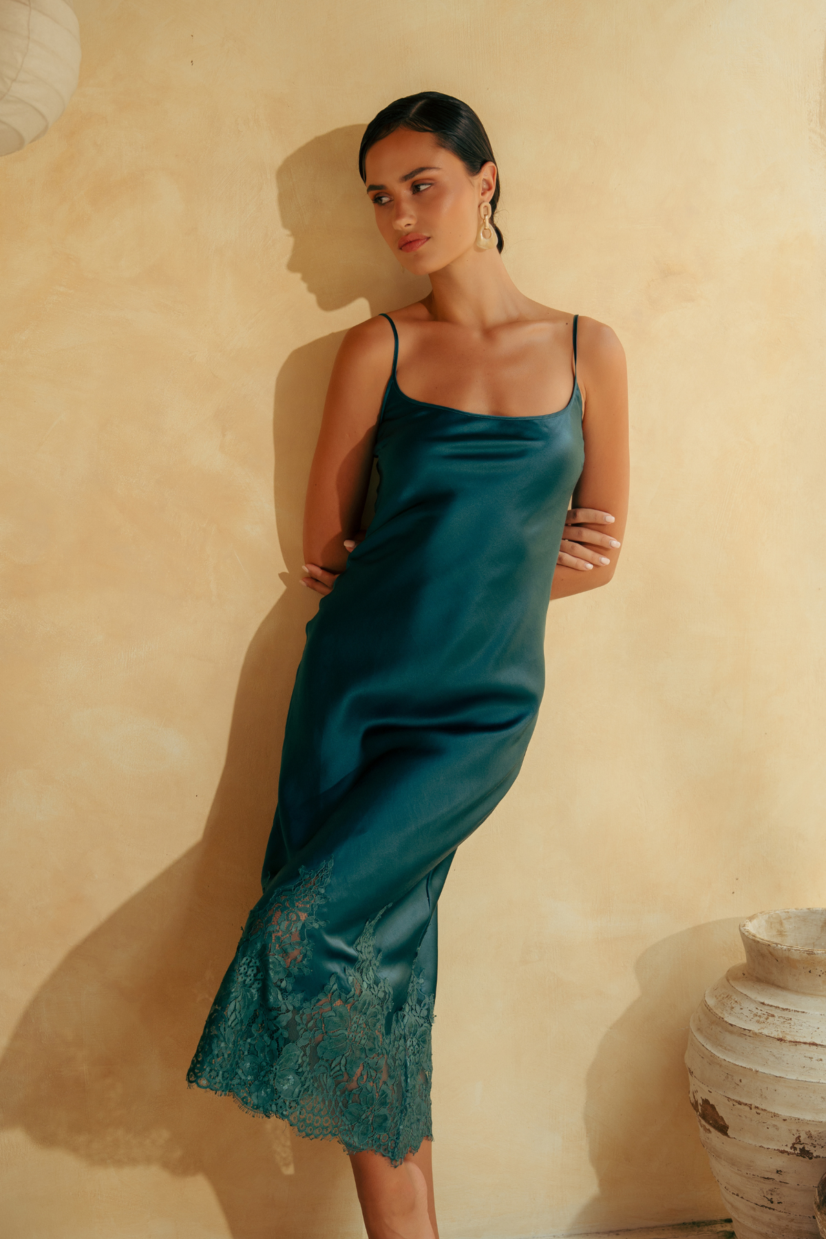 The Bon Nuit Slip by Ginia in Teal
