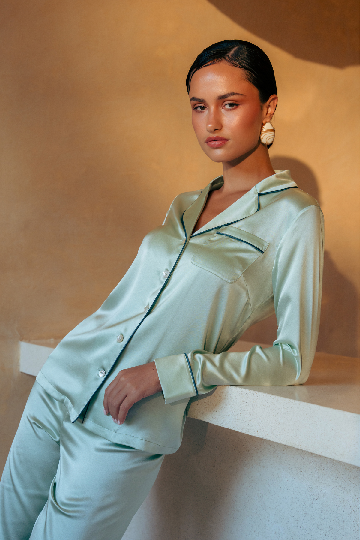 The Fine Finishes Pyjama by Ginia in Matcha