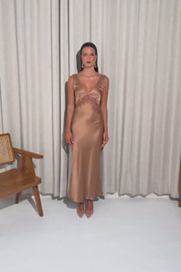 The Gigi Slip by Ginia in Mocha Mousse