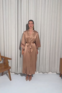 The Gigi Long Robe by Ginia in Mocha Mousse