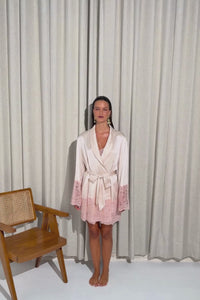 The Silk Lace Robe by Ginia in Pink Salt 