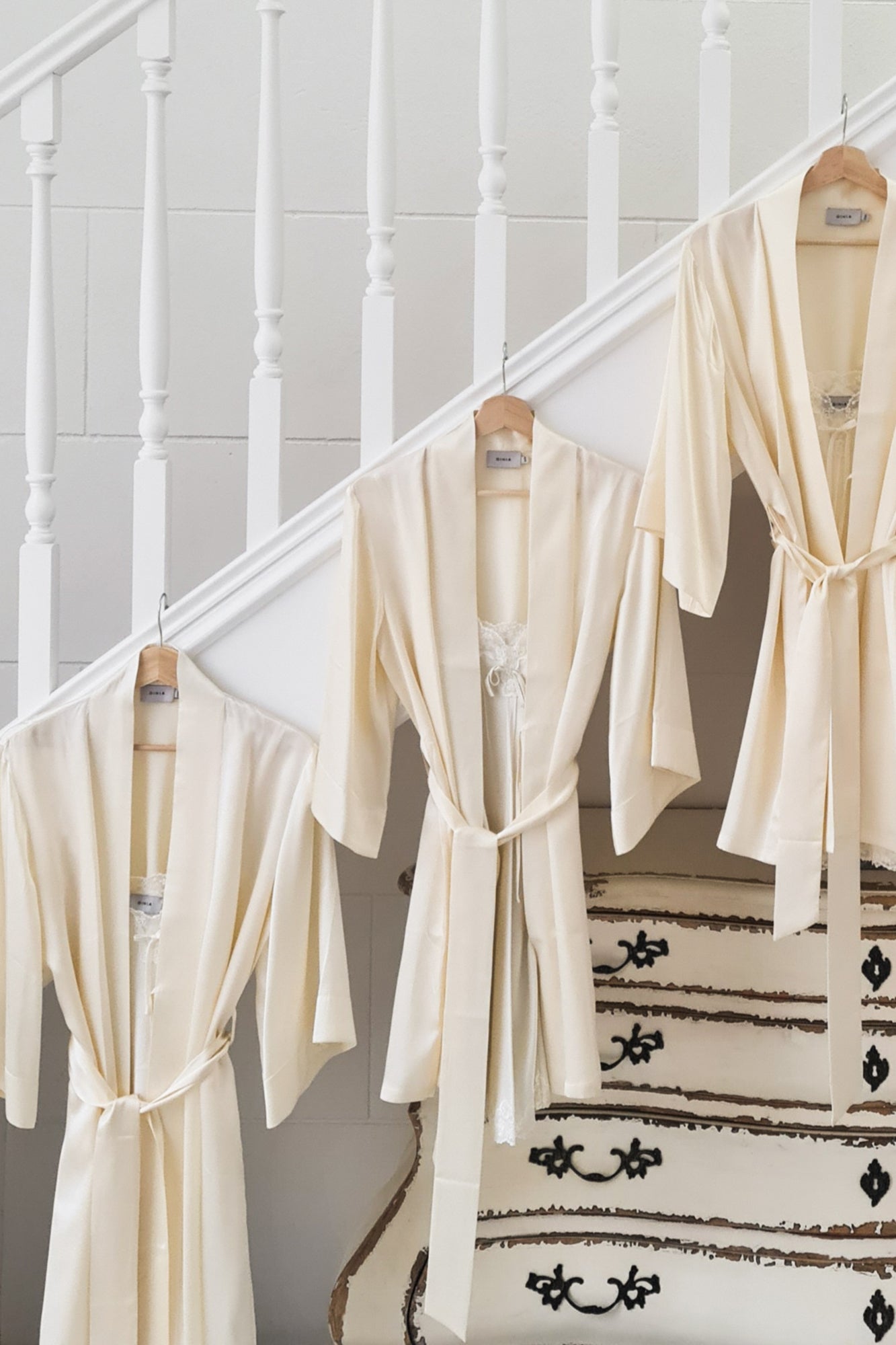 The Silk Wrap Robe By GINIA In Creme