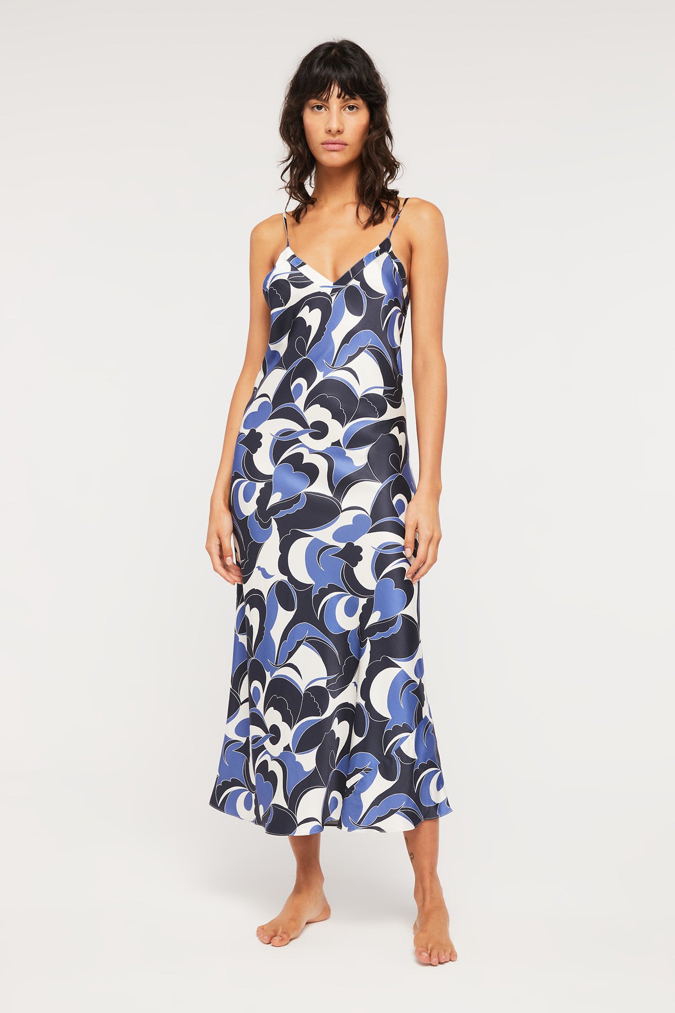 GINIA Silk Slip in Midnight Sky Print