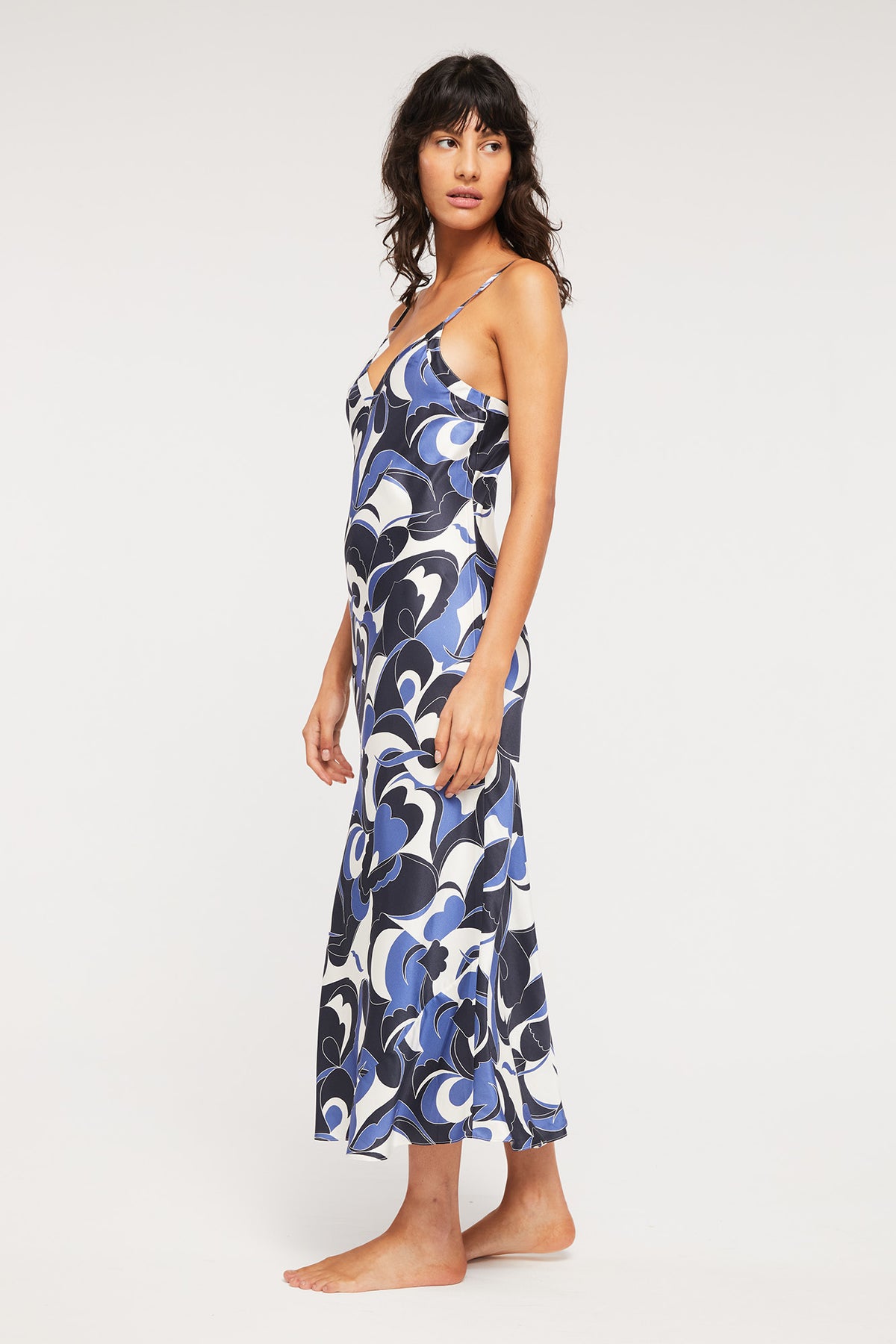 GINIA Silk Slip in Midnight Sky Print