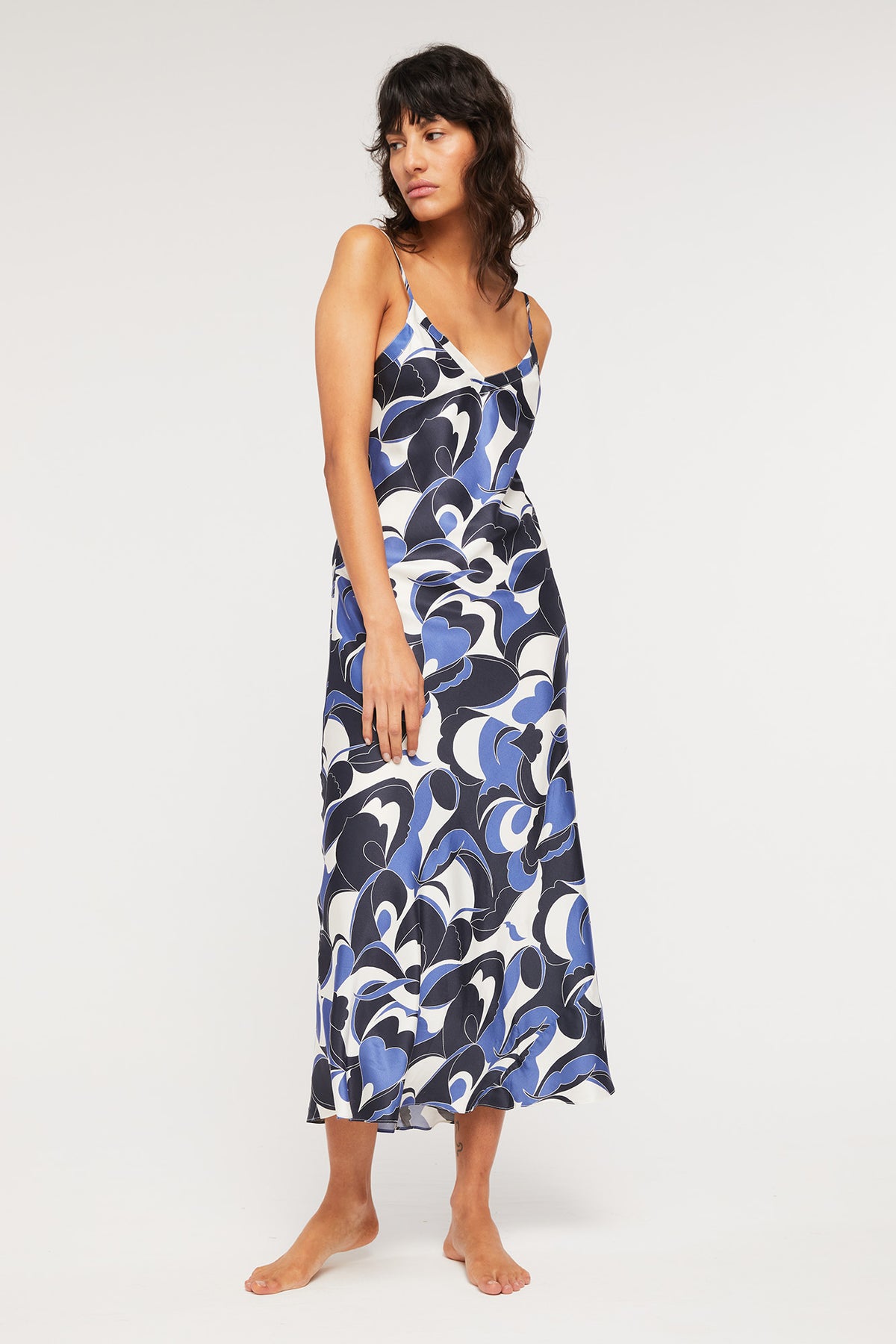 GINIA Silk Slip in Midnight Sky Print