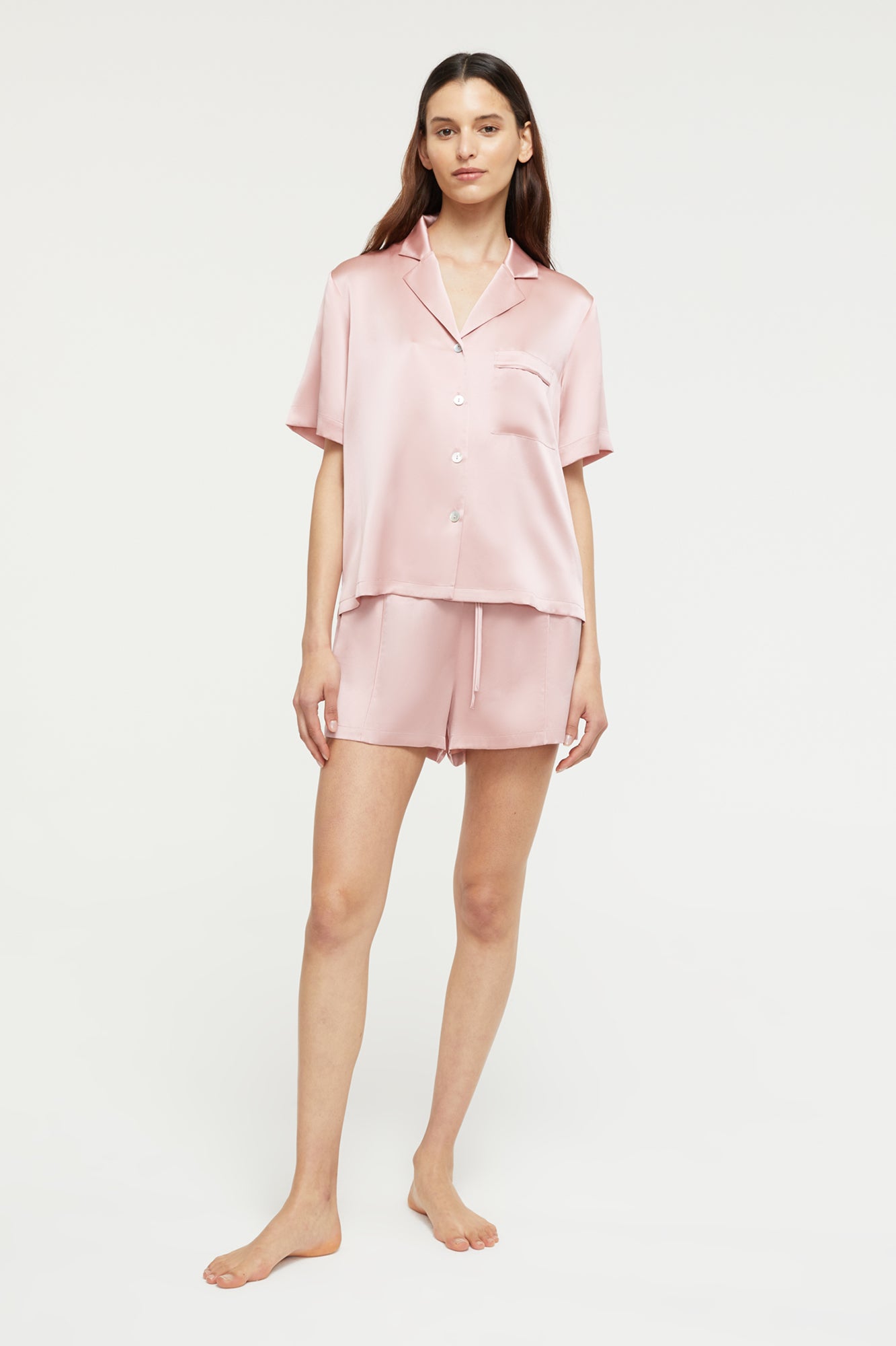 GINIA Fine Finishes Short Pyjama in Bridal Rose - 100% 19mm Silk Grade 6A