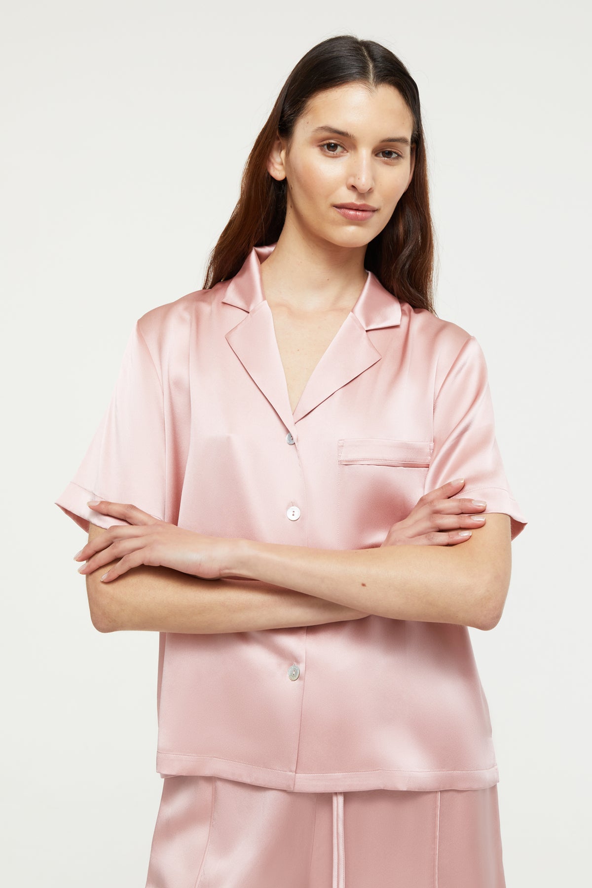 GINIA Fine Finishes Short Pyjama in Bridal Rose - 100% 19mm Silk Grade 6A