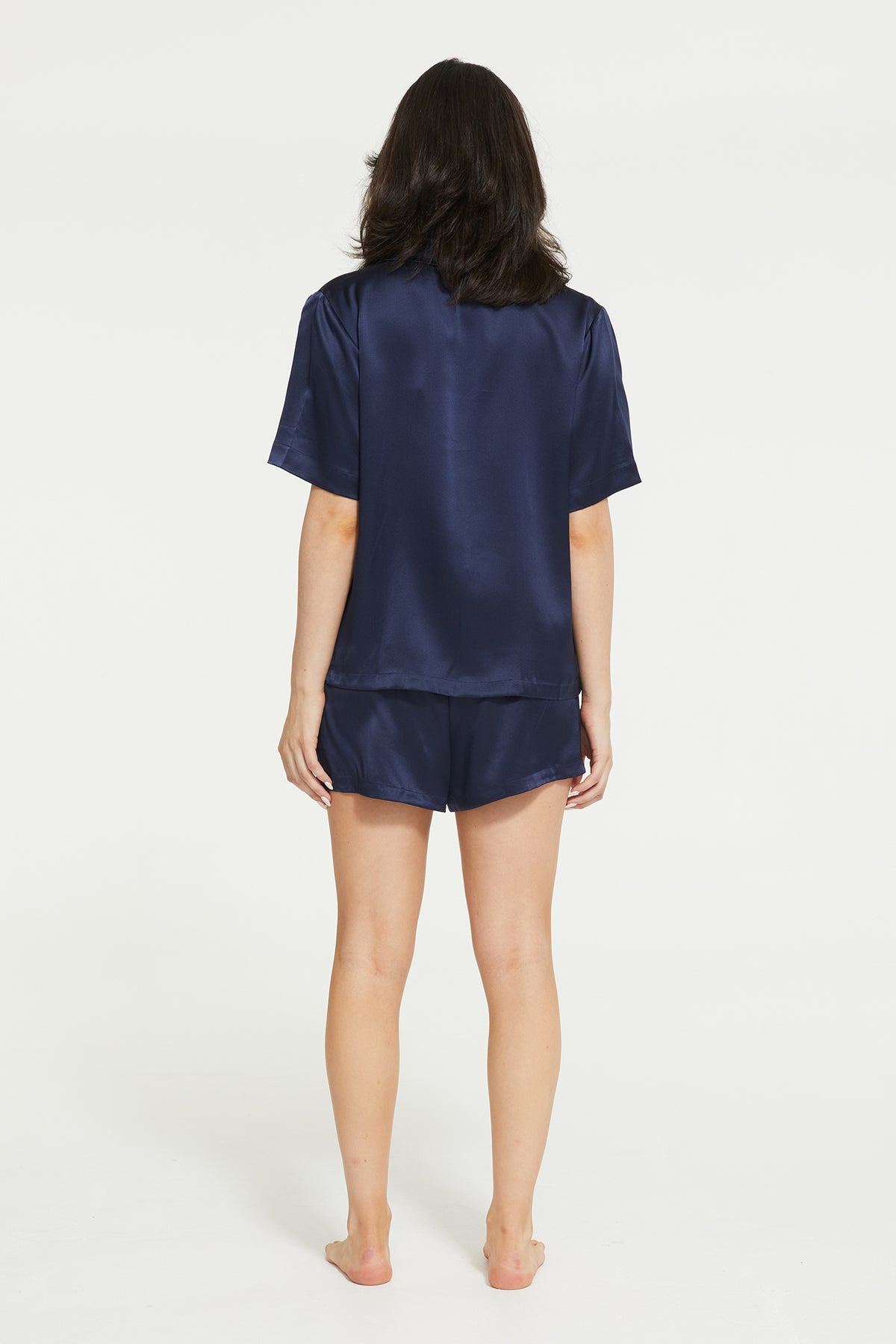 GINIA Fine Finishes Short Pyjama in Midnight - 100% 19mm Silk Grade 6A