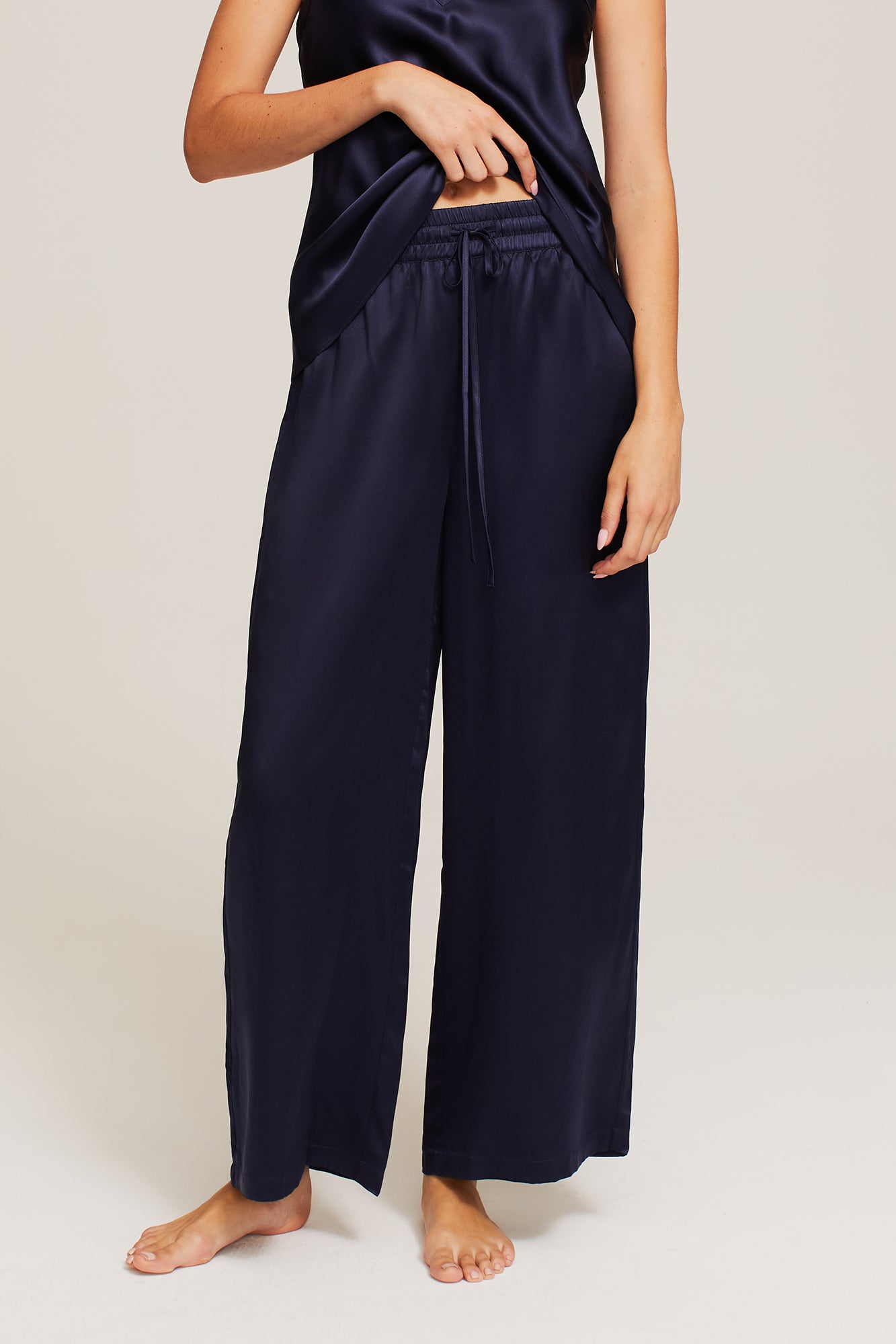 GINIA Isla Pant  in Midnight - 100% 19 Momme Silk