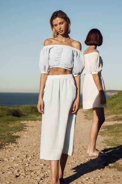 GINIA Dakota Midi Skirt in Illusion Blue