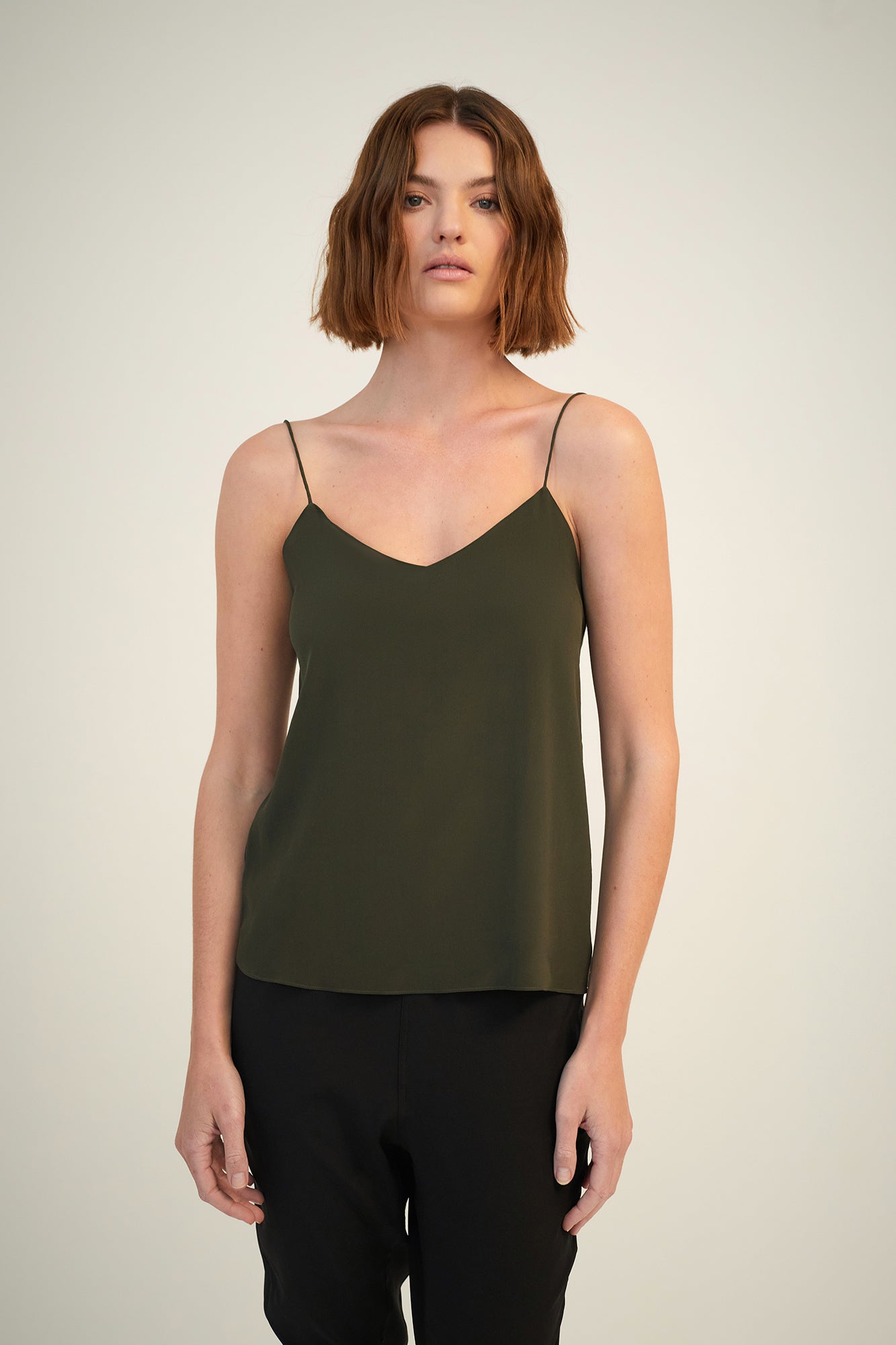 GINIA Silk Eva Cami Olive
