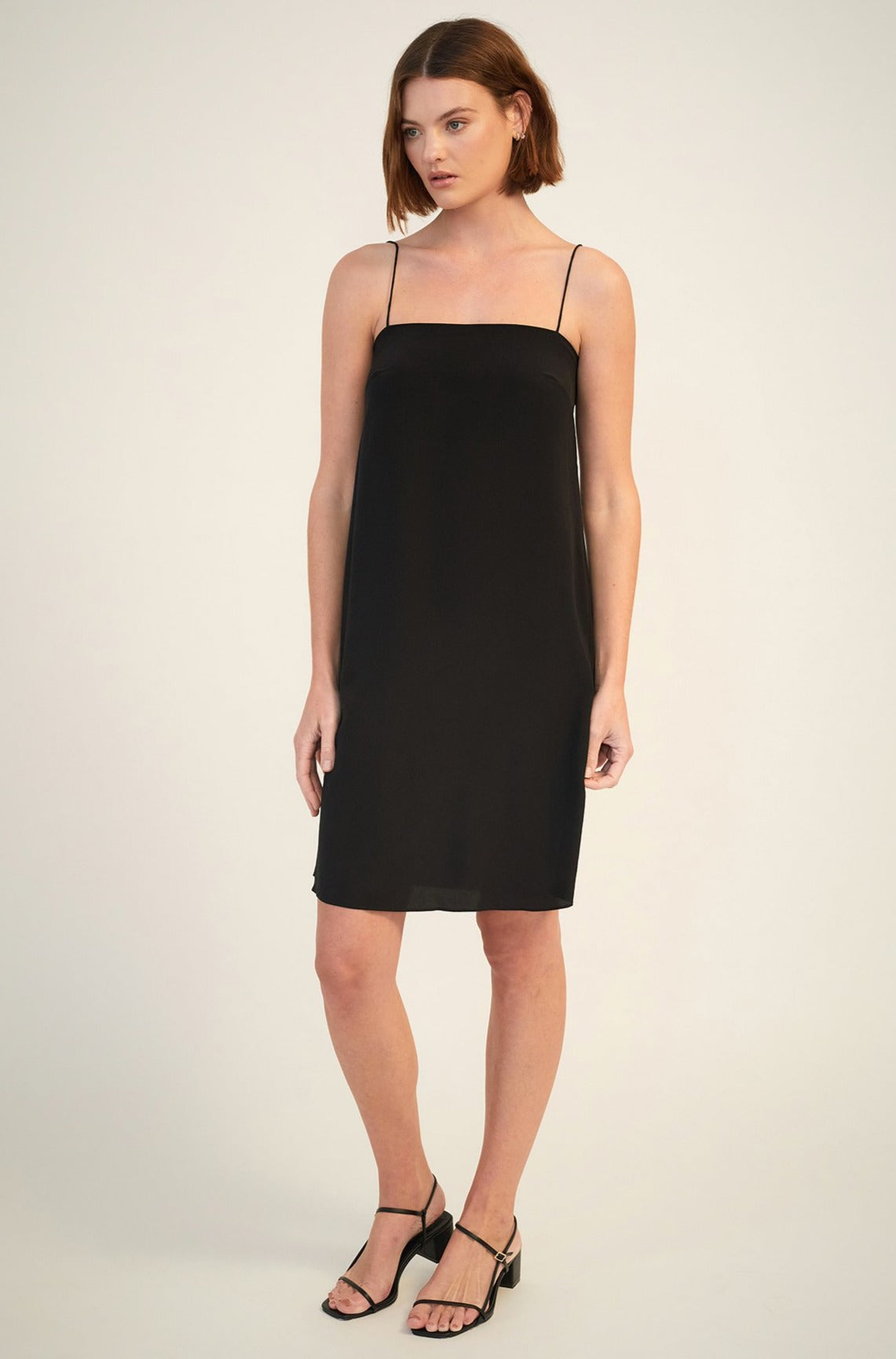 GINIA Silk Grace Slip Dress Black