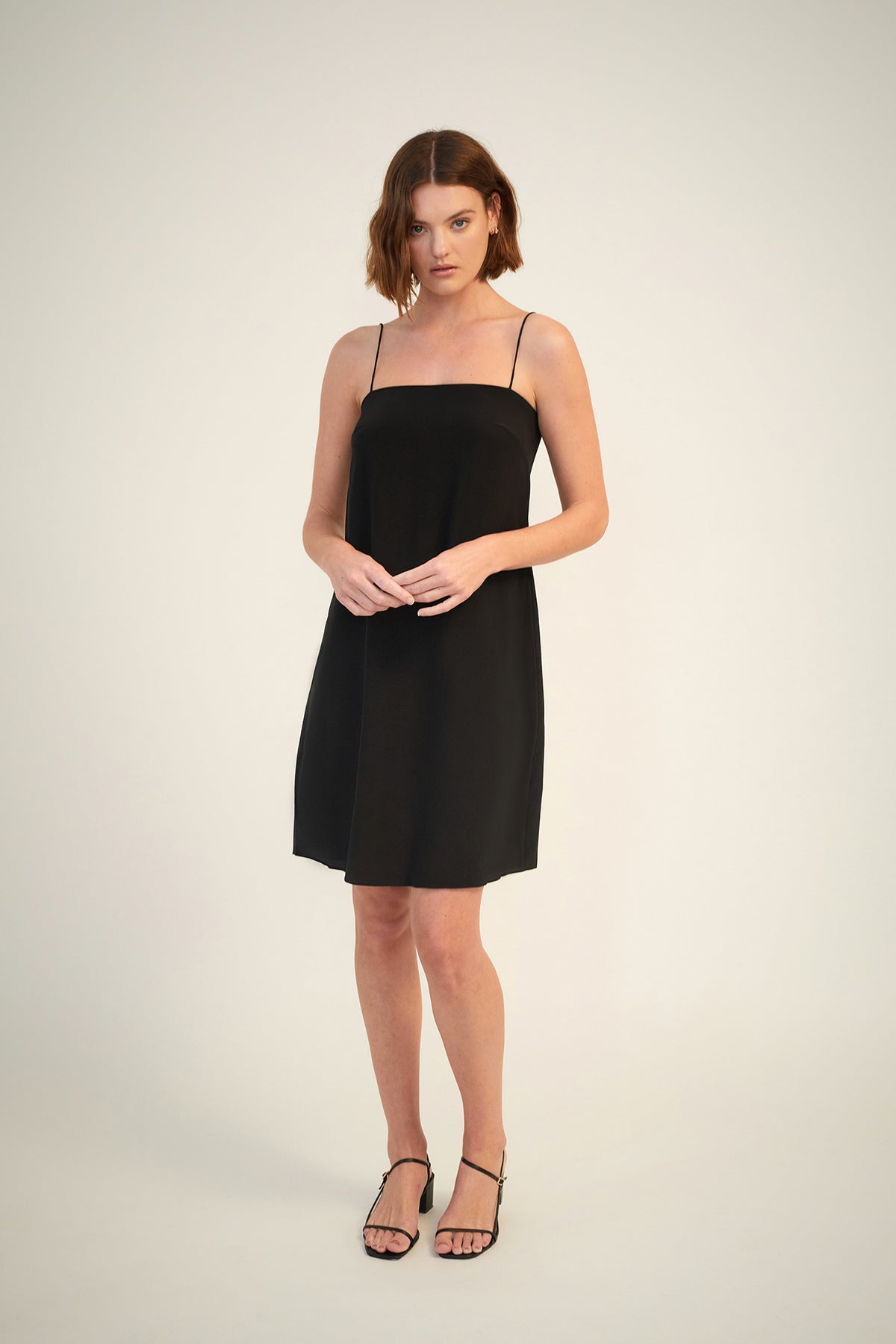 GINIA Silk Grace Slip Dress Black