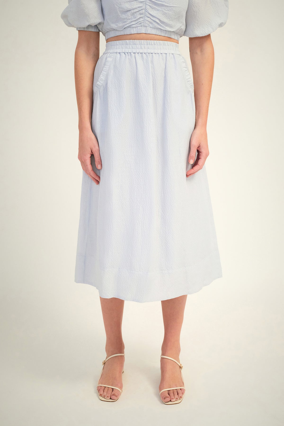 GINIA RTW Dakota Midi Skirt in Illusion Blue